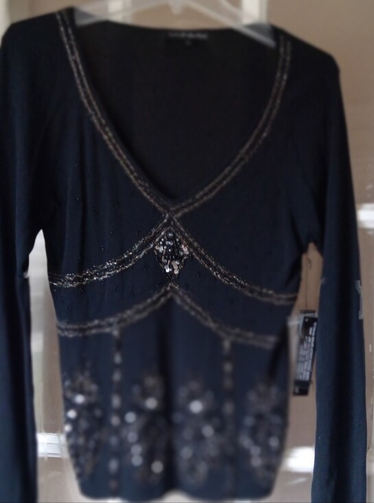 pierre new york Tops - Pierri New York Black Ribbed Top Nwt